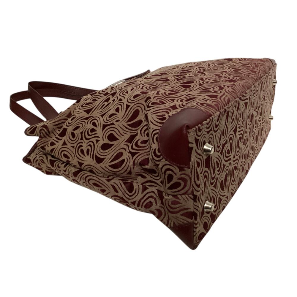 Diane von Furstenberg heart print canvas large burgundy weekender tote bag - Picture 2 of 3